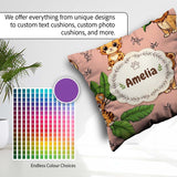Custom Name Jungle Animals Lion Leopard Tropical Leaves Seamless Square Filled Cushion Throw Pillow Sofa Bed Home Decor Zip Washable UK Made