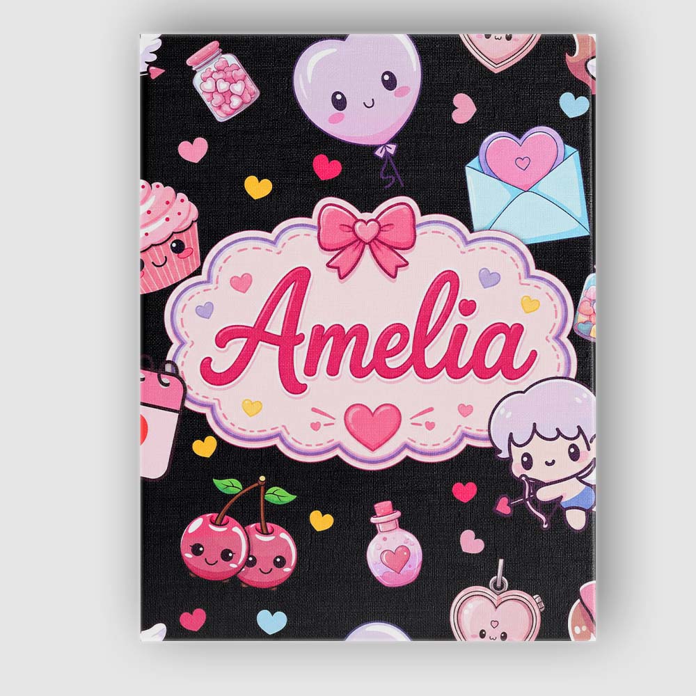 Personalised Name Cute Cupid Angels Hearts Custom  Unique Gift Idea Elegant Feature Canvas Wall Art Print Decor Picture Ready to Hang