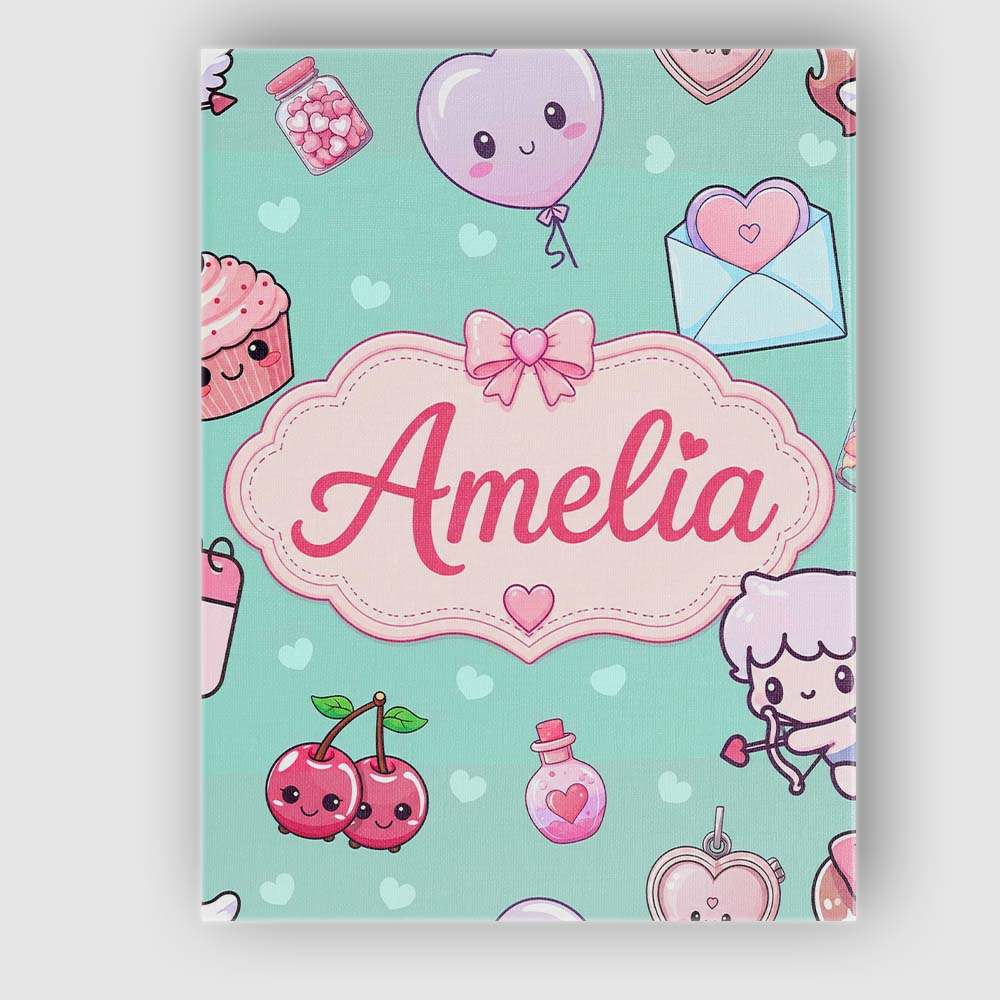 Personalised Name Cute Cupid Angels Hearts Custom  Unique Gift Idea Elegant Feature Canvas Wall Art Print Decor Picture Ready to Hang