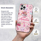 Cute Cupid Angels Hearts Sweets Pink Background Custom Name Protective Phone Case Mobile Cover Durable Everyday Smartphone Shock Resistant