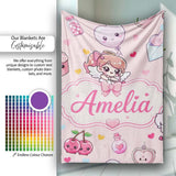 Cute Cupid Angels Hearts Sweets Pink Background Seamless Pattern  Personalised Custom Name Super Soft Fleece Blanket Bed Sofa Throw