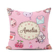 Custom Name Cupid Angels Hearts Sweets Lilac Background Seamless Square Filled Cushion Throw Pillow Sofa Bed Home Decor Zip Washable UK Made