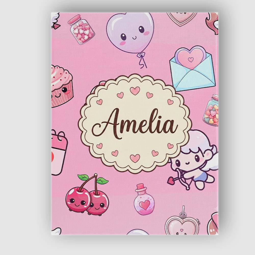 Personalised Name Cute Cupid Angels Hearts Custom  Unique Gift Idea Elegant Feature Canvas Wall Art Print Decor Picture Ready to Hang