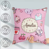Custom Name Cupid Angels Hearts Sweets Lilac Background Seamless Square Filled Cushion Throw Pillow Sofa Bed Home Decor Zip Washable UK Made