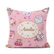 Custom Name Cute Cupid Angels Hearts Sweets Soft Pink Background Square Filled Cushion Throw Pillow Sofa Bed Home Decor Zip Washable UK Made
