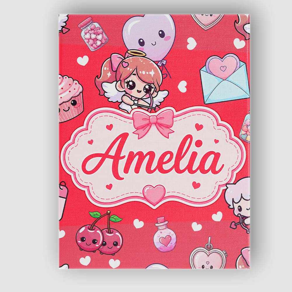 Personalised Name Cute Cupid Angels Hearts Custom  Unique Gift Idea Elegant Feature Canvas Wall Art Print Decor Picture Ready to Hang