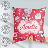 Custom Name Cupid Angels Hearts Sweets Red Seamless Pattern Name Square Filled Cushion Throw Pillow Sofa Bed Home Decor Zip Washable UK Made