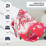 Cute Cupid Angels Hearts Sweets Red Background Seamless Pattern Name  Personalised Custom Name Super Soft Fleece Blanket Bed Sofa Throw