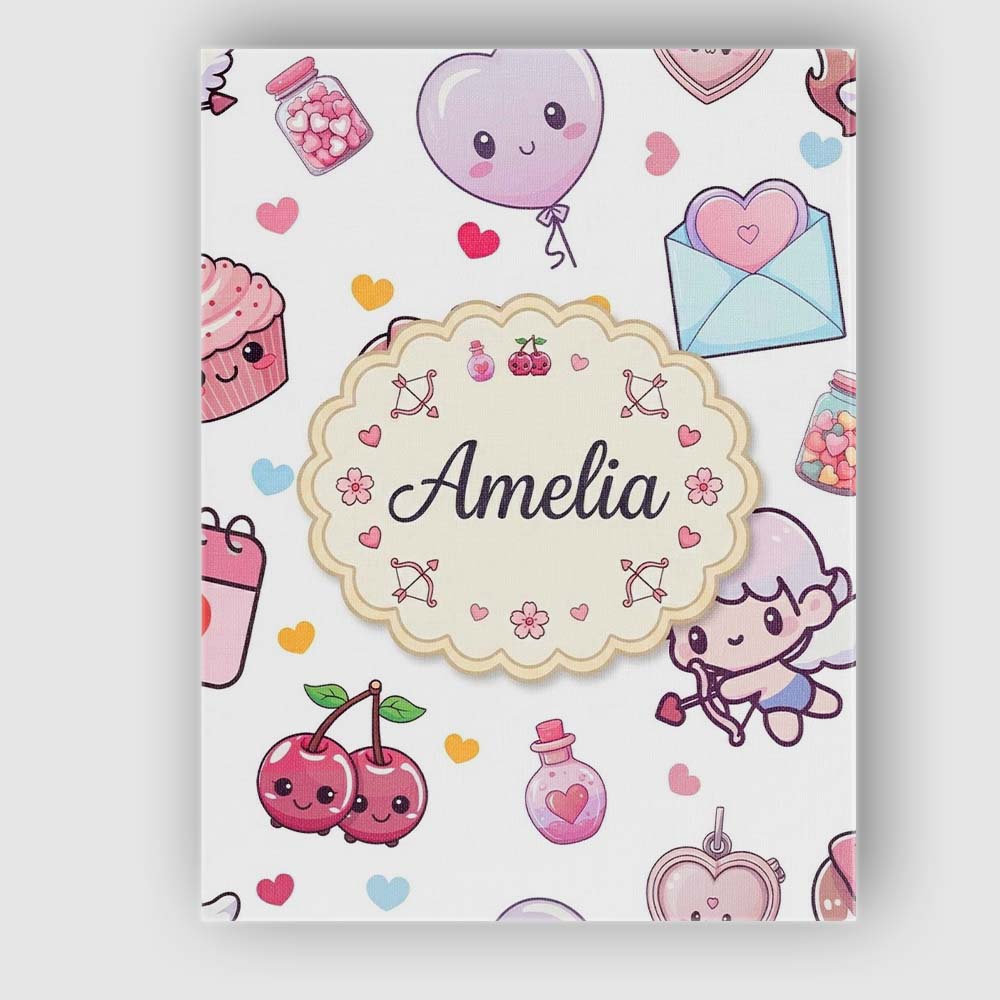 Personalised Name Cute Kawaii Cupid Angels Custom  Unique Gift Idea Elegant Feature Canvas Wall Art Print Decor Picture Ready to Hang