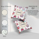Custom Name Kawaii Cupid Angels Hearts Balloons Seamless Pattern Square Filled Cushion Throw Pillow Sofa Bed Home Decor Zip Washable UK Made
