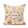 Custom Name Cute Kawaii Cupid Angels Hearts Balloons Warm Beige Square Filled Cushion Throw Pillow Sofa Bed Home Decor Zip Washable UK Made