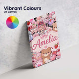 Personalised Name Cute Teddy Bears Cakes Custom  Unique Gift Idea Elegant Feature Canvas Wall Art Print Decor Picture Ready to Hang