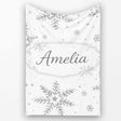 Black Snowflake Sketch Pattern on White Seamless Cute Unique Gift  Personalised Custom Name Super Soft Fleece Blanket Bed Sofa Throw