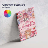 Personalised Name Cute Teddy Bears Cakes Custom  Unique Gift Idea Elegant Feature Canvas Wall Art Print Decor Picture Ready to Hang