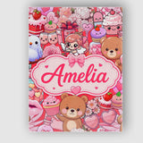 Personalised Name Cute Teddy Bears Cakes Custom  Unique Gift Idea Elegant Feature Canvas Wall Art Print Decor Picture Ready to Hang
