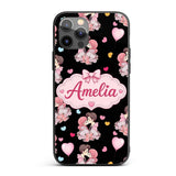 Romantic Couple Kissing Hearts Balloons Cute Custom Name Protective Phone Case Mobile Cover Durable Everyday Smartphone Shock Resistant