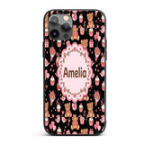 Cute Teddy Bears Gifts Hearts Black Background Custom Name Protective Phone Case Mobile Cover Durable Everyday Smartphone Shock Resistant