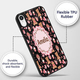 Cute Teddy Bears Gifts Hearts Black Background Custom Name Protective Phone Case Mobile Cover Durable Everyday Smartphone Shock Resistant