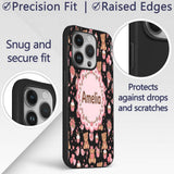Cute Teddy Bears Gifts Hearts Black Background Custom Name Protective Phone Case Mobile Cover Durable Everyday Smartphone Shock Resistant