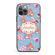 Cute Teddy Bears Gifts Hearts Blue Background Custom Name Protective Phone Case Mobile Cover Durable Everyday Smartphone Shock Resistant