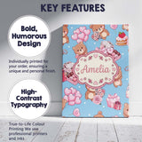 Personalised Name Cute Teddy Bears Gifts Custom  Unique Gift Idea Elegant Feature Canvas Wall Art Print Decor Picture Ready to Hang