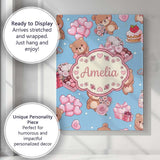 Personalised Name Cute Teddy Bears Gifts Custom  Unique Gift Idea Elegant Feature Canvas Wall Art Print Decor Picture Ready to Hang