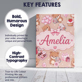 Personalised Name Cute Teddy Bears Gifts Custom  Unique Gift Idea Elegant Feature Canvas Wall Art Print Decor Picture Ready to Hang