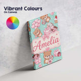 Personalised Name Cute Teddy Bears Gifts Custom  Unique Gift Idea Elegant Feature Canvas Wall Art Print Decor Picture Ready to Hang