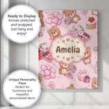 Personalised Name Cute Teddy Bears Gifts Custom  Unique Gift Idea Elegant Feature Canvas Wall Art Print Decor Picture Ready to Hang