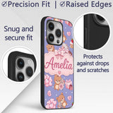 Cute Teddy Bear Hearts Gifts Chocolates Valentine Custom Name Protective Phone Case Mobile Cover Durable Everyday Smartphone Shock Resistant