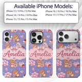 Cute Teddy Bear Hearts Gifts Chocolates Valentine Custom Name Protective Phone Case Mobile Cover Durable Everyday Smartphone Shock Resistant