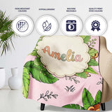 Cute Jungle Animals Lion Tiger Leopard Soft Beige Background Lovely  Personalised Custom Name Super Soft Fleece Blanket Bed Sofa Throw