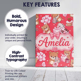 Personalised Name Teddy Bear Hearts Gifts Custom  Unique Gift Idea Elegant Feature Canvas Wall Art Print Decor Picture Ready to Hang