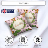 Custom Name Cute Jungle Animals Lion Tiger Soft Beige Background Square Filled Cushion Throw Pillow Sofa Bed Home Decor Zip Washable UK Made