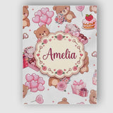 Personalised Name Teddy Bear Hearts Gifts Custom  Unique Gift Idea Elegant Feature Canvas Wall Art Print Decor Picture Ready to Hang