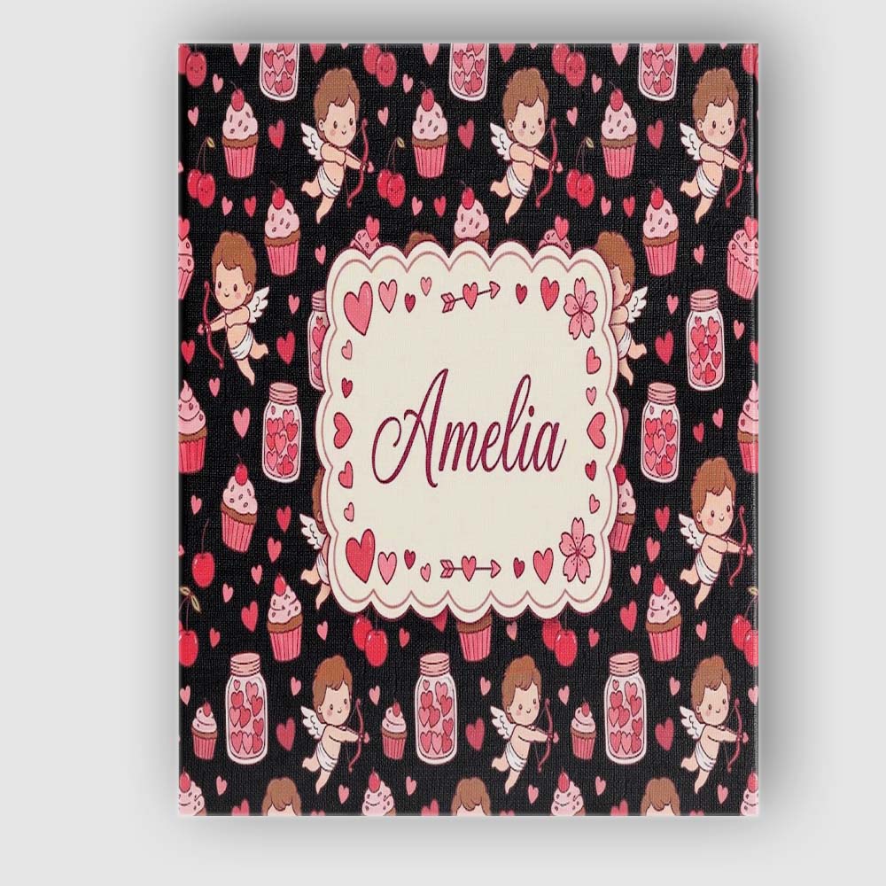 Personalised Name Cupid Angels Hearts Custom Modern Room Accent Creative Decorator Style Canvas Wall Art Print Decor Picture Ready to Hang