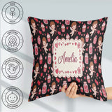 Custom Name Cupid Angels Hearts Sweets Kawaii Valentine Seamless Square Filled Cushion Throw Pillow Sofa Bed Home Decor Zip Washable UK Made