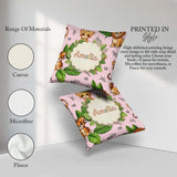 Custom Name Cute Jungle Animals Lion Tiger Soft Beige Background Square Filled Cushion Throw Pillow Sofa Bed Home Decor Zip Washable UK Made