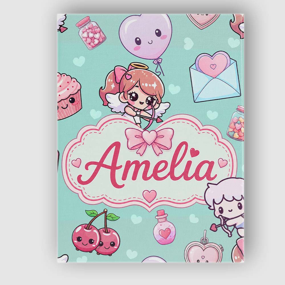 Personalised Name Cupid Angels Hearts Custom Modern Room Accent Creative Decorator Style Canvas Wall Art Print Decor Picture Ready to Hang