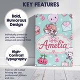 Personalised Name Cupid Angels Hearts Custom Modern Room Accent Creative Decorator Style Canvas Wall Art Print Decor Picture Ready to Hang
