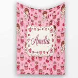 Cupid Angels Hearts Sweets Kawaii Valentine Seamless Pattern Purple  Personalised Custom Name Super Soft Fleece Blanket Bed Sofa Throw