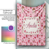 Cupid Angels Hearts Sweets Kawaii Valentine Seamless Pattern Purple  Personalised Custom Name Super Soft Fleece Blanket Bed Sofa Throw