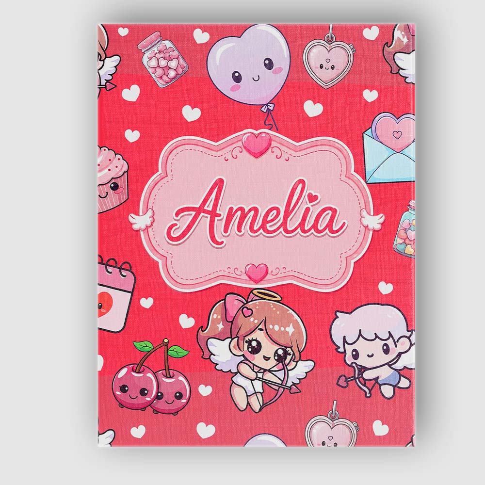 Personalised Name Cupid Angels Hearts Custom Modern Room Accent Creative Decorator Style Canvas Wall Art Print Decor Picture Ready to Hang