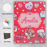 Personalised Name Cupid Angels Hearts Custom Modern Room Accent Creative Decorator Style Canvas Wall Art Print Decor Picture Ready to Hang