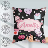 Custom Name Cupid Angels Hearts Sweets Kawaii Valentine Seamless Square Filled Cushion Throw Pillow Sofa Bed Home Decor Zip Washable UK Made