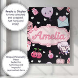 Personalised Name Cupid Angels Hearts Custom Modern Room Accent Creative Decorator Style Canvas Wall Art Print Decor Picture Ready to Hang