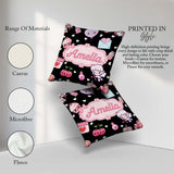 Custom Name Cupid Angels Hearts Sweets Kawaii Valentine Seamless Square Filled Cushion Throw Pillow Sofa Bed Home Decor Zip Washable UK Made
