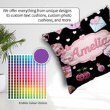 Custom Name Cupid Angels Hearts Sweets Kawaii Valentine Seamless Square Filled Cushion Throw Pillow Sofa Bed Home Decor Zip Washable UK Made