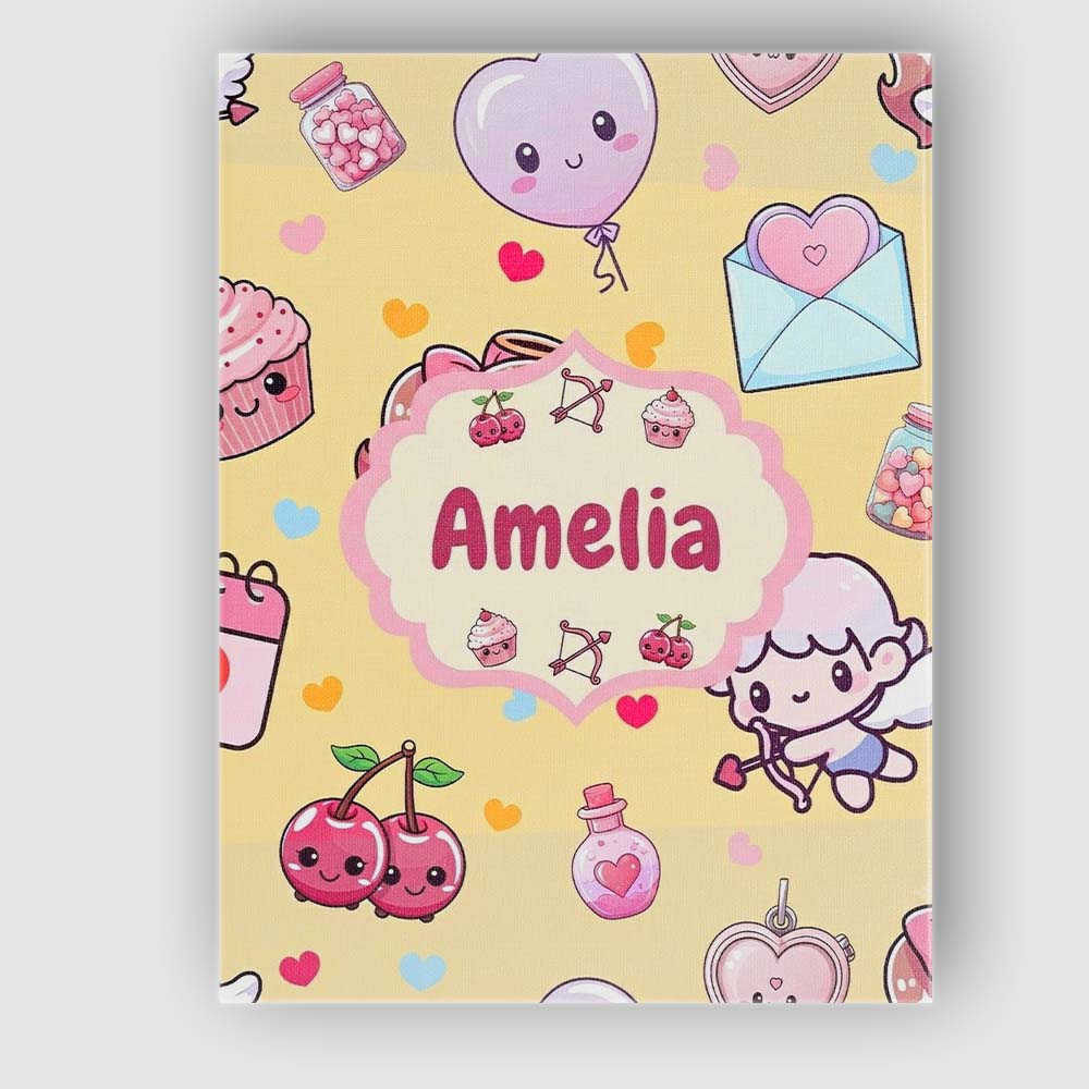 Personalised Name Cute Valentine Bears Custom  Modern Room Accent Elegant Feature Canvas Wall Art Print Decor Picture Ready to Hang