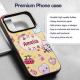 Cute Valentine Bears Cakes Sweets Hearts Kawaii Custom Name Protective Phone Case Mobile Cover Durable Everyday Smartphone Shock Resistant